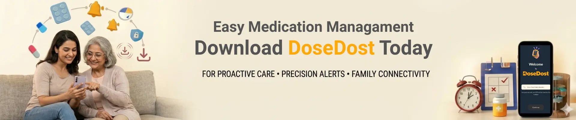 Wide desktop banner featuring large download buttons and app store links.